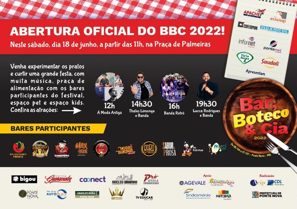 Neste sábado tem a abertura oficial do Bar, Boteco & Cia 2022!